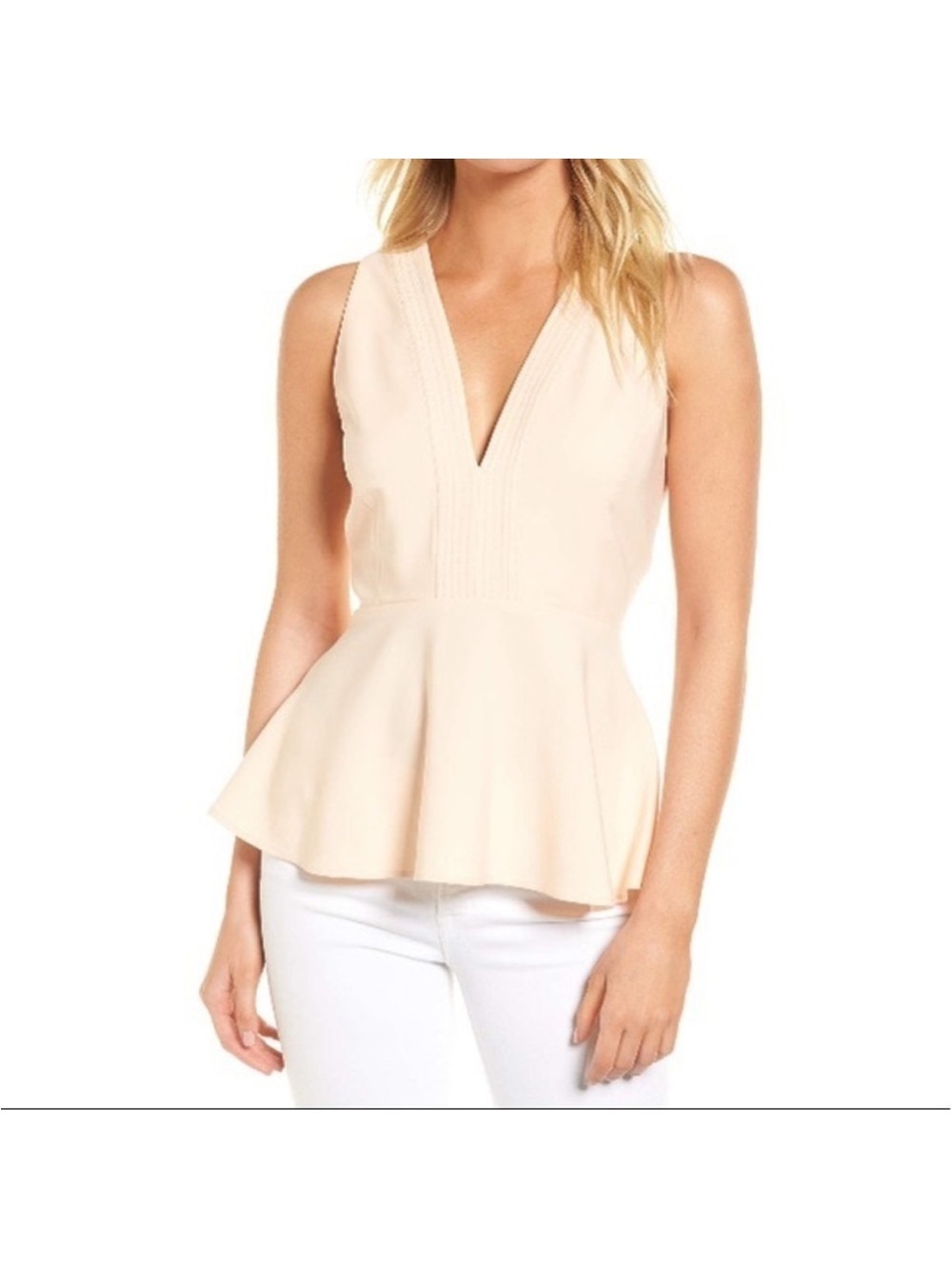 Chelsea28 Blush Peplum V-Neck Tank